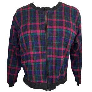 Vintage Multicolor Plaid‎ Zip Up Jacket Size S